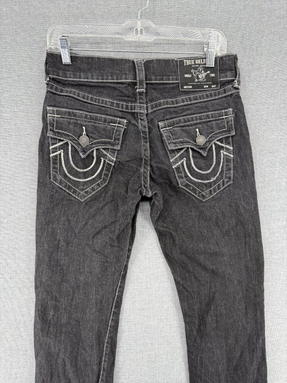 True Religion Ricky SN Flap Rope Logo Jeans Mens Size 28x30 Black Denim